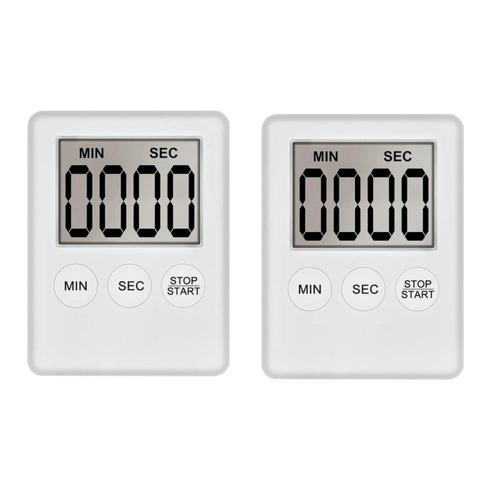 Digital kökstimer, timer, äggtimer, för arbete, 2-pack vit