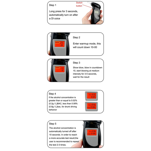 Portable Breath Alcohol Tester Handheld Breathalyzer Alcotest Test 1