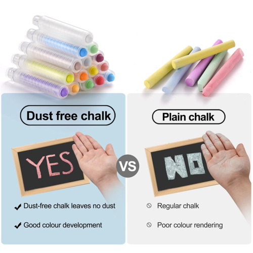 15Pcs Dustless Chalk Set with Chalkboard Eraser, Color Sidewalk Chalk 1
