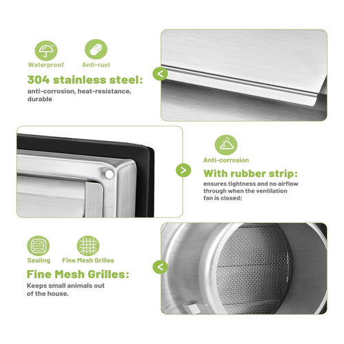 Grille de ventilation 100 mm en acier inoxydable 1