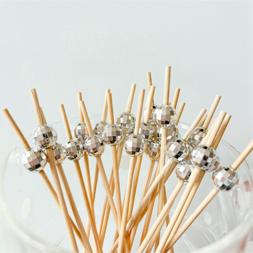 Palillos decorativos de bolas de discoteca para aperitivos, brochetas de bambú elegantes 2