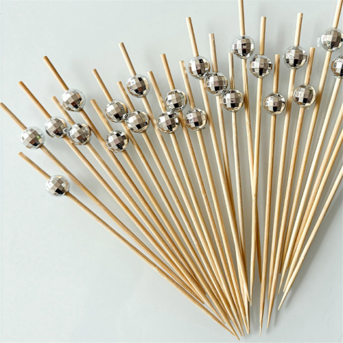 Palillos decorativos de bolas de discoteca para aperitivos, brochetas de bambú elegantes 1