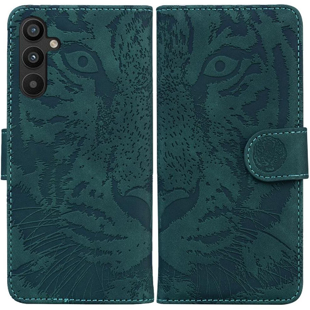 (Green) Flip Case For Samsung Galaxy A34 5G Embossed Cute Tiger Kickstand Protective Leather Wallet Green 764563087754