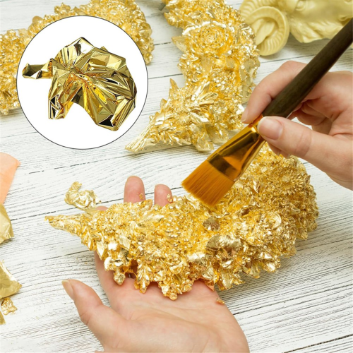 200 Folhas de Ouro para Dourar Arte - Flocos Multiuso 2