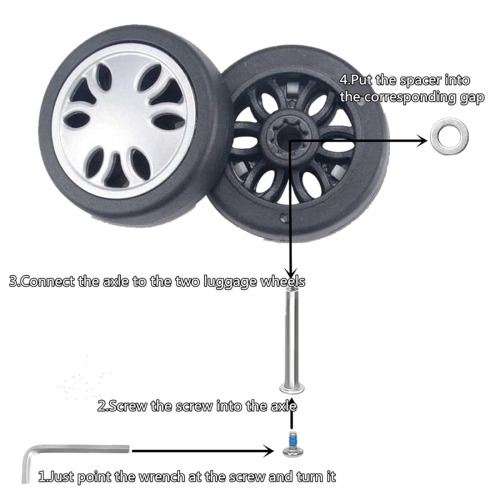 8pc Luggage Wheels Replacement Kit,Mute Caster Replacement Suitcase B 2