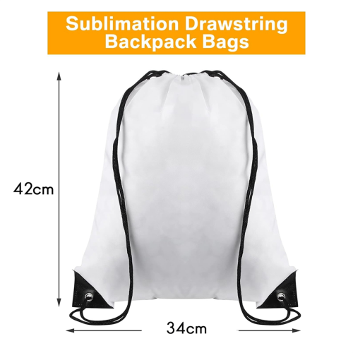 Pacote com 25 Sacolas Sublimáveis com Cordão, Brancas e Lisas 2