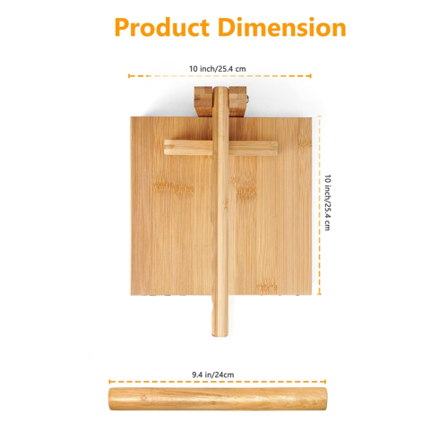 Prensa para Tortilhas de 25 cm (10 polegadas), Máquina de Roti Grande em Madeira de Bambu 2