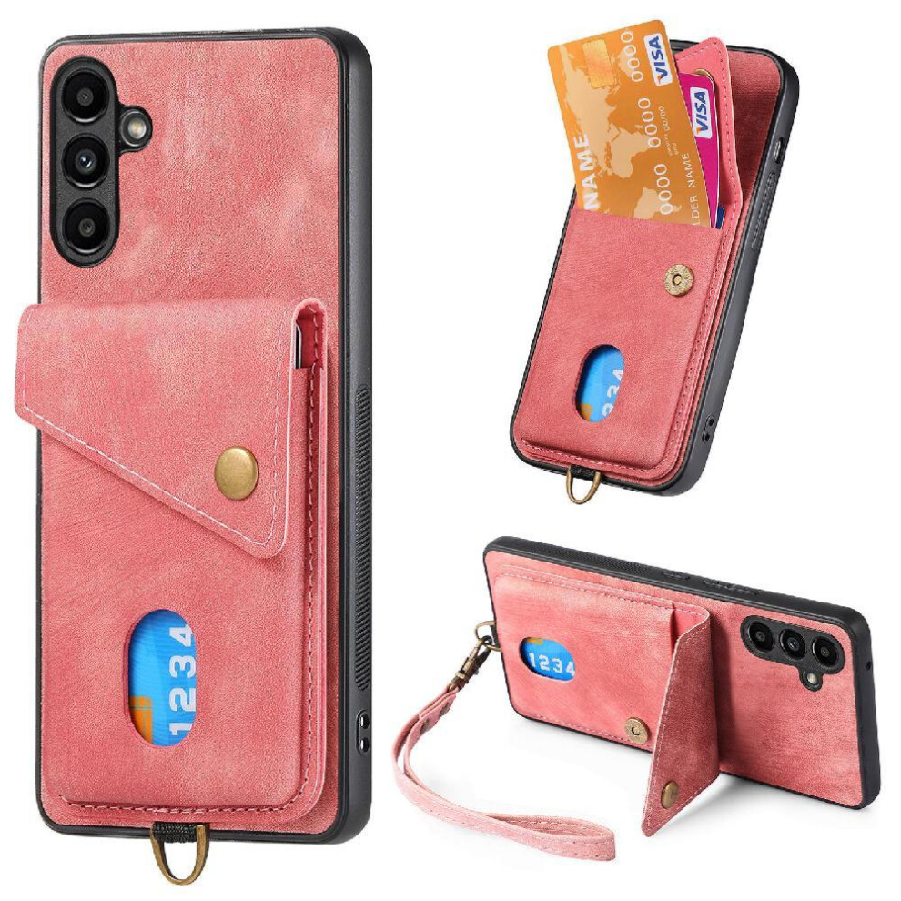 (Pink) Case For Samsung Galaxy A34 5G Multifunctional Detachable Lanyard Premium Leather Card Slot Magnetic Closure Pink 764563087938
