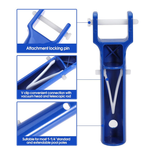 2 Pcs Pool Vacuum Head Handle With 4 Pcs Butterfly V-Clips And Pins 1