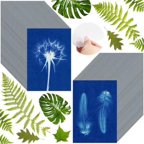 60 ark Sun Print-papper Cyanotypipapperskit, A6 Sun Art-papper 1