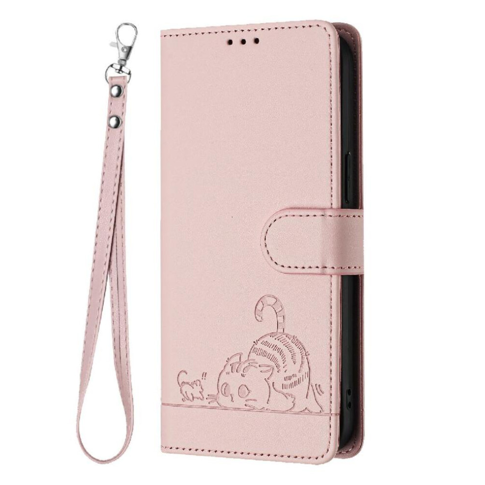 (Pink) Case For Samsung Galaxy A34 5G Cat Rfid Card Slot Holder Kickstand Wallet Flip Cover Pink 764563088041
