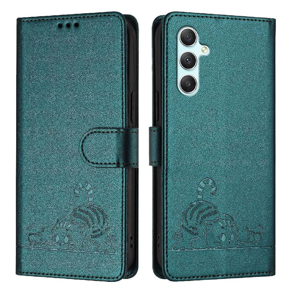 (Bottle ) Case For Samsung Galaxy A34 5G Cat Rfid Card Slot Holder Kickstand Wallet Flip Cover Green 764563088027