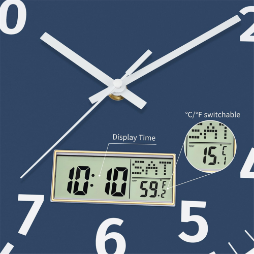 Digital Wall Clock with Time, Day of Week and Temperature, Silent 2