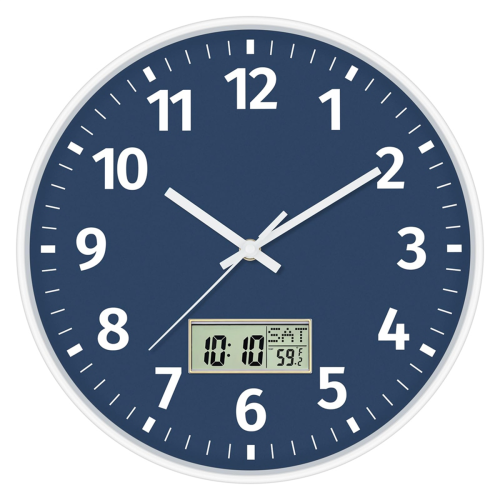 Digital Wall Clock with Time, Day of Week and Temperature, Silent