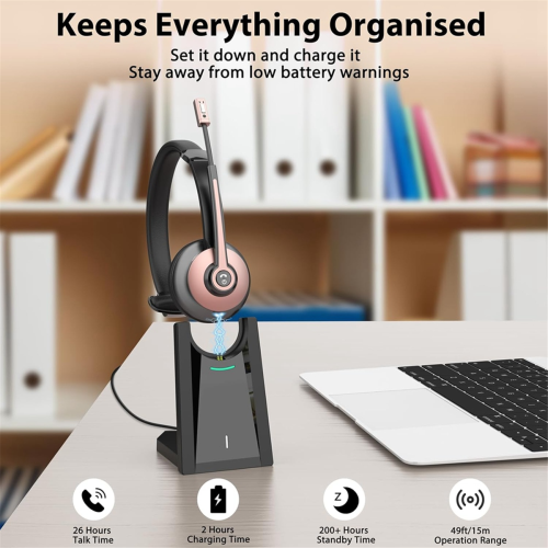 Wireless Headset, Bluetooth Headset with Noise Canceling Microphone 1