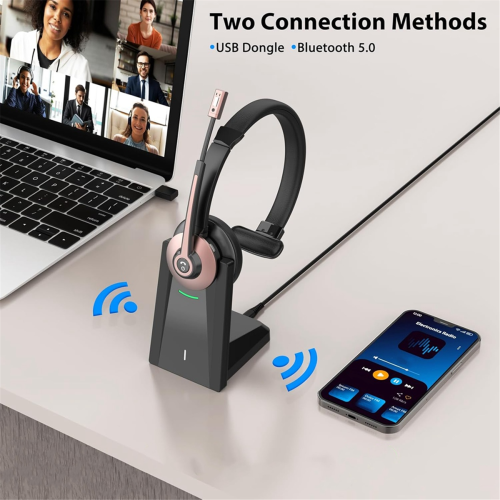 Wireless Headset, Bluetooth Headset with Noise Canceling Microphone 2
