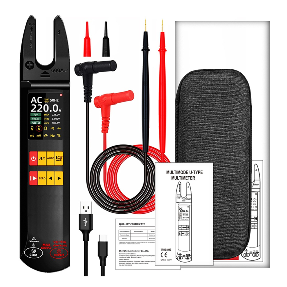 U5 Dc Ac Current Tester 600A U-Shaped Clamp Meter True Rms 4851967842129