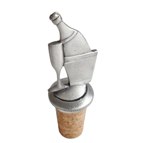 (Add a Gift Pouch) Birthday Celebration Bubbly Pewter Bottle Stopper 2