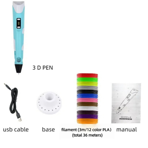 Electronic 3D Printing Pen with 36M PLA Consumables High-Temperature 2