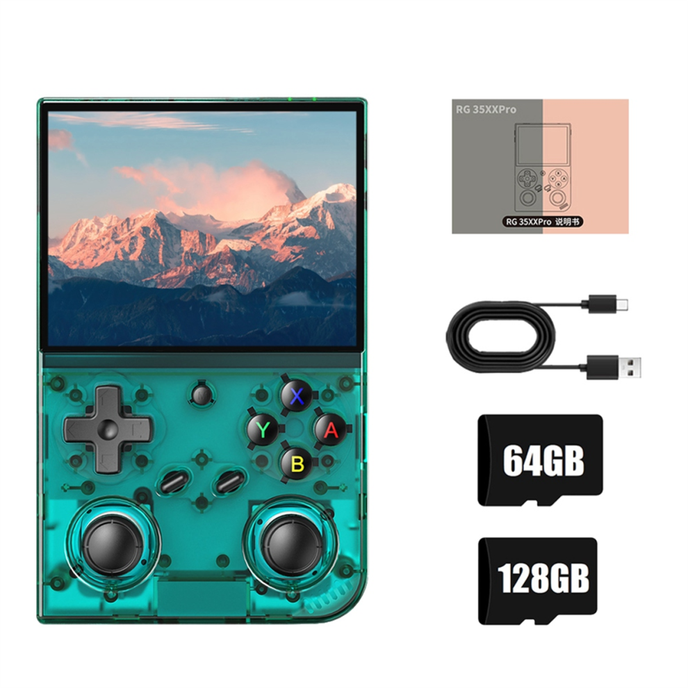Rg35xx Pro Video Game Console 64G+128G 13000+Games 3.5In Ips Linux,B Cyan 4851967849814