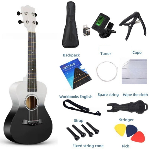 Mini guitarra de madeira bicolor de 23 polegadas, ukulele de quatro cordas, mini guitarra A 1
