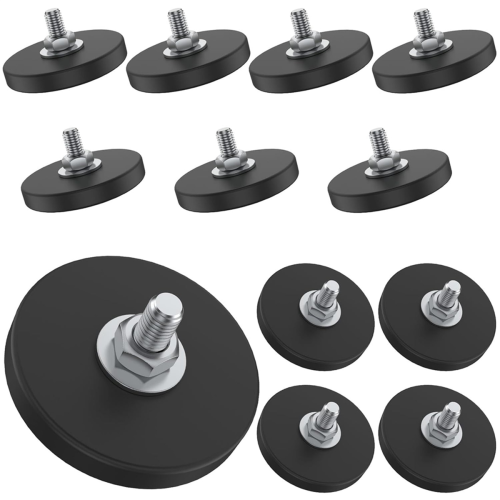 12 Stück gummierte Magnete mit Gewindebolzen für Beleuchtung