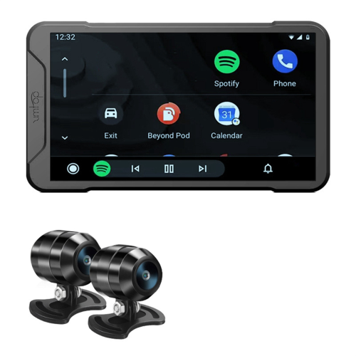 Gravador de direção para motocicleta de 5 polegadas com Wi-Fi, CarPlay, projeção e navegação.