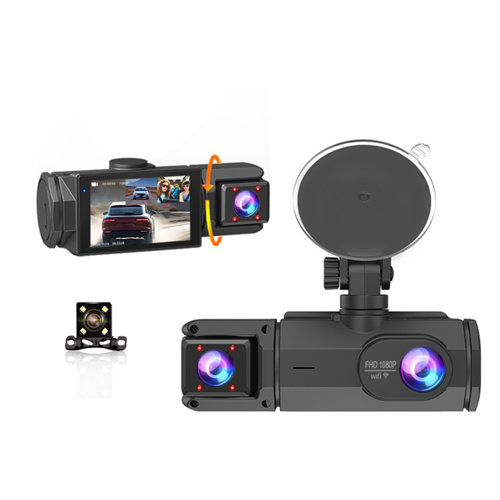 Car DVR Camera Wifi 3-Lens Inside Vehicle Dash Cam Three Way Camera-image-OPC-PHZ9XKS-NEW