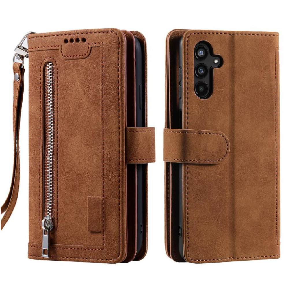 (Brown) Flip Case For Samsung Galaxy A34 5G Pu Leather Wallet 9 Card Slots Kickstand Lanyard Brown 764563088928