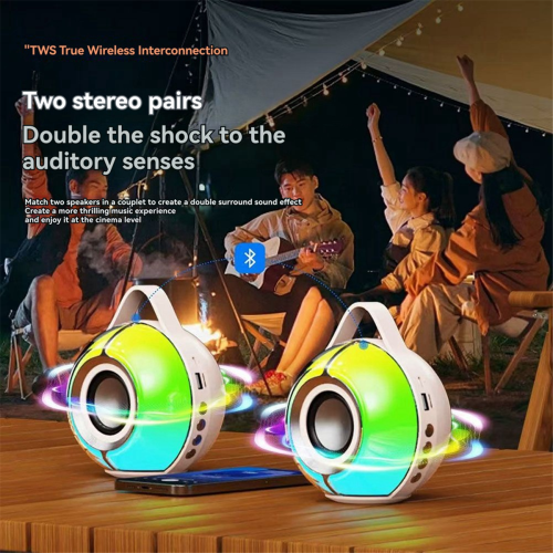RGB Bluetooth-högtalare Trådlös Tung Bas Stereo Vit 2