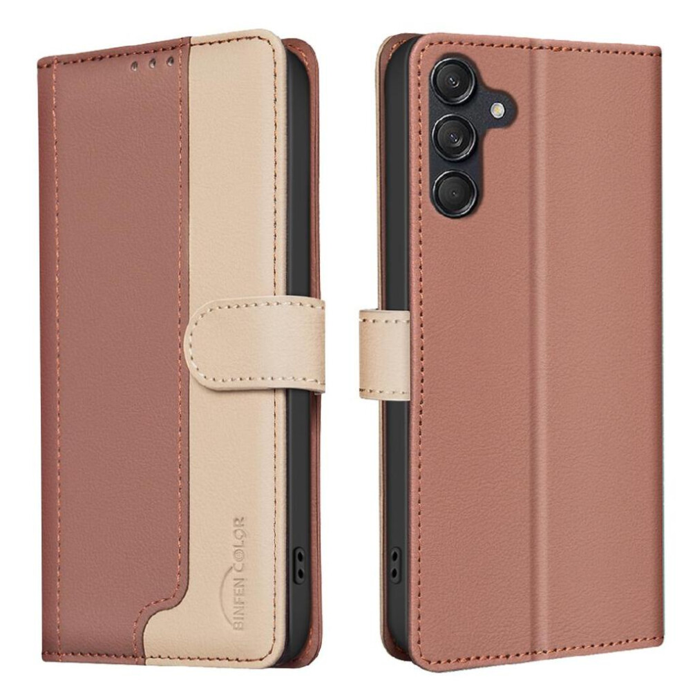 (Brown) Flip Case For Samsung Galaxy A34 5G Card Slots Holder Flip Folio Rfid Blocking Shockproof Tpu Inner Shell Kickstand Brown 764563089116