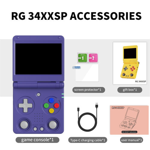 Console di gioco portatile Flip RG34XXSP con schermo IPS da 3,4 pollici, A 1