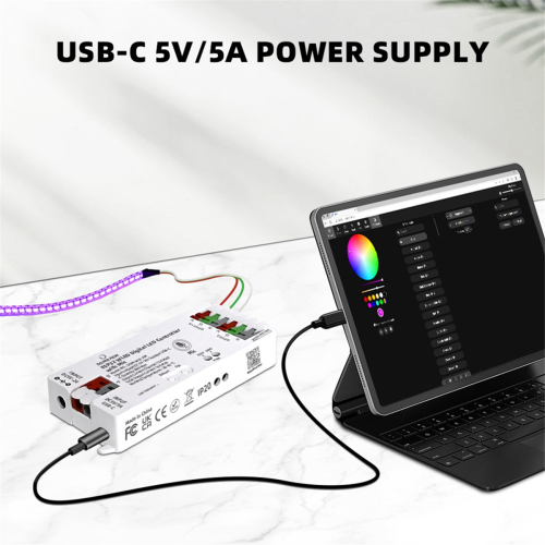 ESP32 WLED Digitaler LED-Streifen-Controller mit Mikrofon, Weiß 1