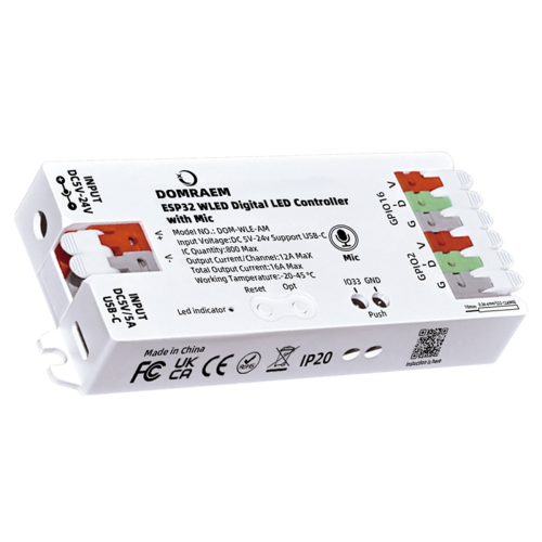 ESP32 WLED Digitaler LED-Streifen-Controller mit Mikrofon, Weiß