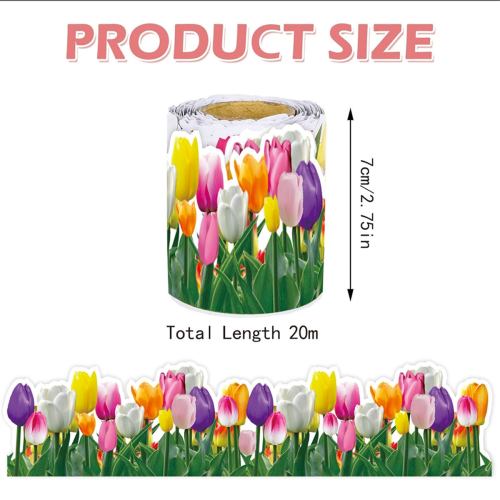 1 rol tulp bloemenrand 65,6ft bloemenbulletinrand 2