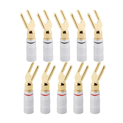 10 conectores banana tipo Y/U para cable de audio de altavoz