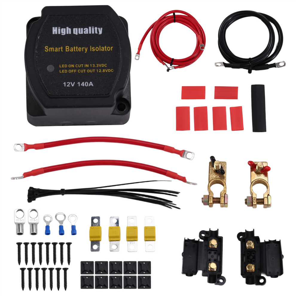 12V 140Amp Dual Battery Isolator Vsr Sensitive Relay & Wiring Cable 4851967887953