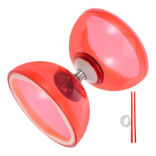 Bola de Diabolo com Rolamento Triplo, Borracha Macia, TPU Cristal, Vermelha