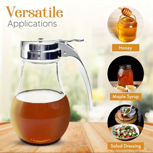 Syrup Dispenser, No Drip Glass Syrup Bottle for Maple Syrup 1
