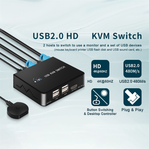 USB KVM-switch 2 in 1 uit laptop printer gedeelde switch 1