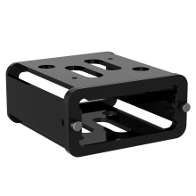 Suporte de parede em acrílico para amplificador BT20A instalado sob a mesa.
