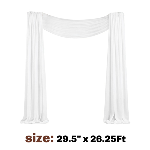 Tecido para drapeado de arco de casamento, 29,5 polegadas por 26,25 pés, cortina translúcida branca 1