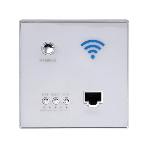 Tomada elétrica de parede com roteador Wi-Fi embutido.