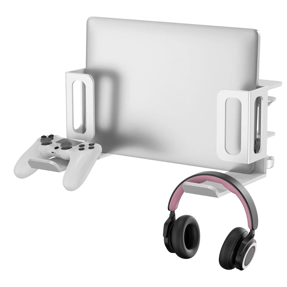 Vertical Laptop Stand, No Drill Desk Side Laptop Stand White 4853297079428