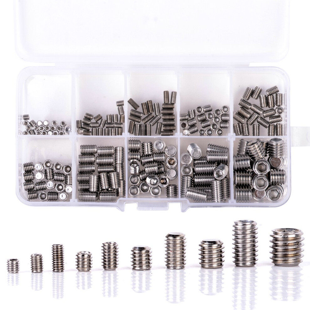 200Pcs Grub Screws Hex Socket Screw Assortment Kit Set M3//M5/M6/M8 4851967800495