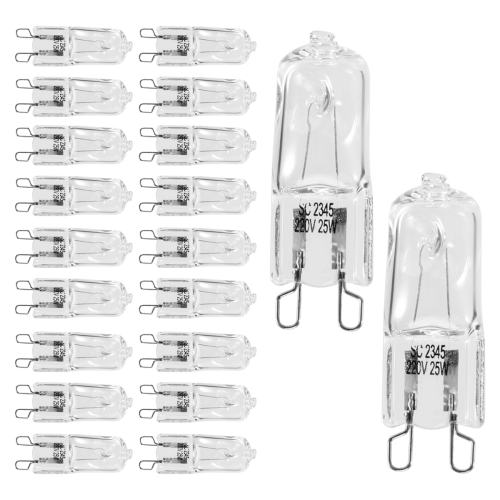 20 Stück G9-Halogenlampen, 25 W, klare Halogenlampen, dimmbar, 2800 K 2