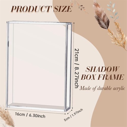 2 Pcs Acrylic Shadow Boxes Display Cases, Shadow Box DIY Frame Clear 1