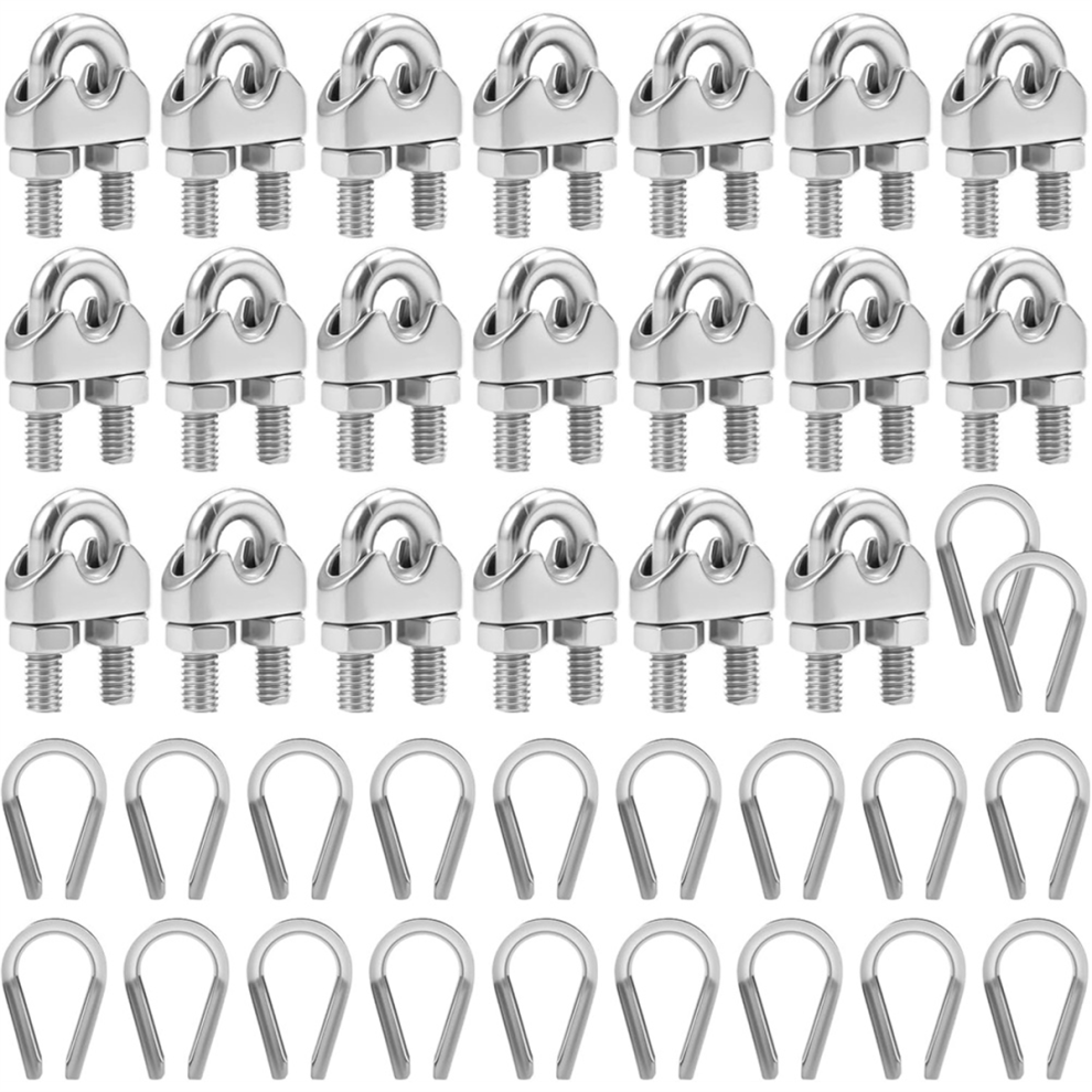 20Pcs M6 Wire Rope Clamps, Stainless Steel Cable Clamps 4851967801652