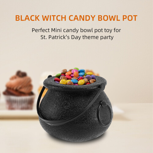 Conjunto de 24 Tigelas de Plástico Pretas para Doces, com Alça, para Lembrancinhas de Halloween 1