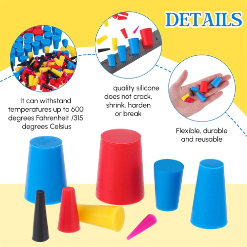250pcs 8 Sizes Silicone Cone Plug Kit Powder Coating Kit 1